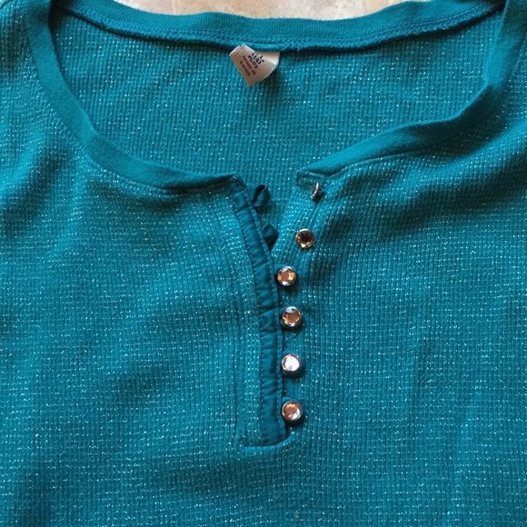 Old Navy Supersoft stretchy thermal teal with a hint of shimmering metallic - Picture 3 of 8